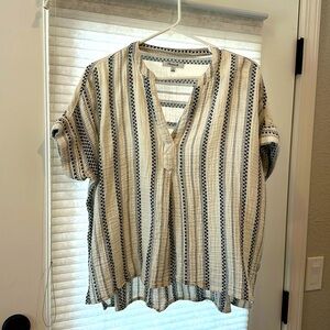 Madewell Linen Black and White striped Top